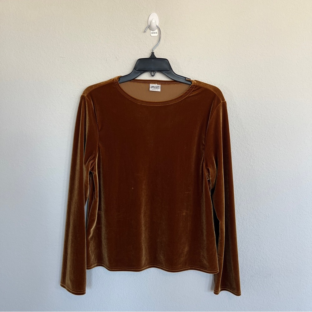 CP Shades Gold Velvet Blouse Size Small